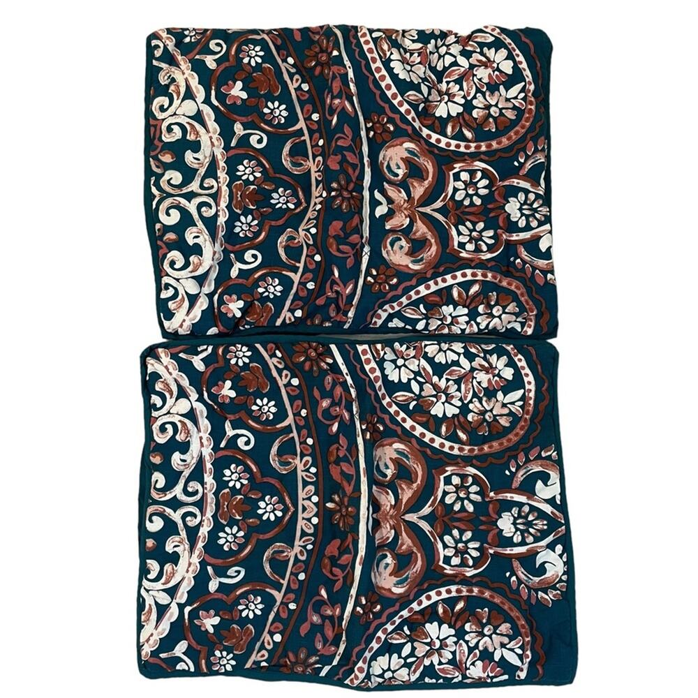 Target Opalhouse Pillow Standard Shams Set 2 Pillowcases Quilted Paisley‎ Teal